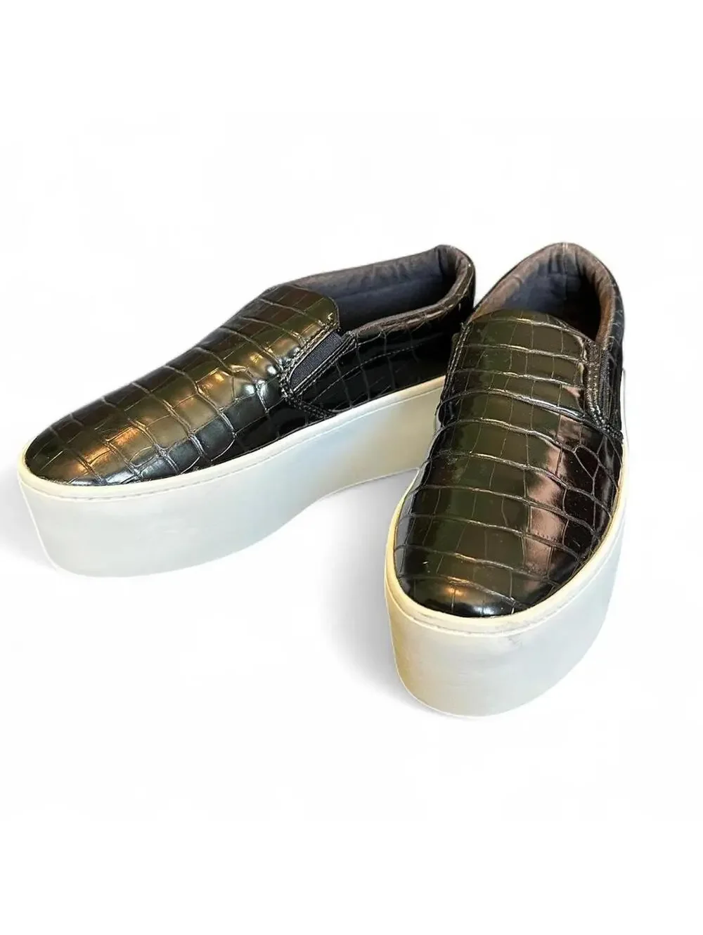 ASOS black platform slip ons size five